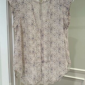 Rebecca Taylor White and Gray Cap Sleeve Blouse